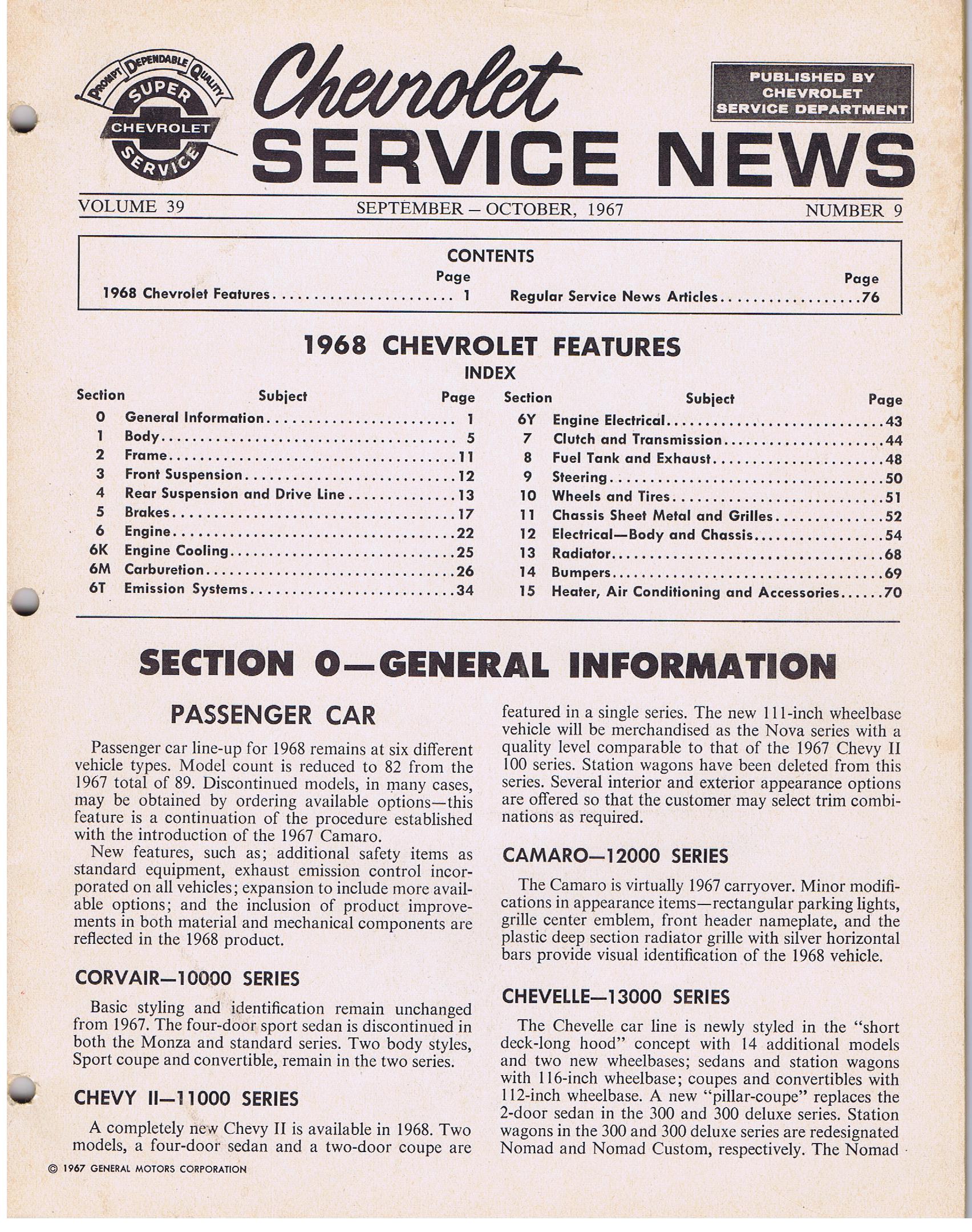 1968 Chevrolet Service News September - October Utgiven 1967