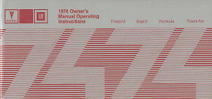 1974 Pontiac Owner's Manual Firebird