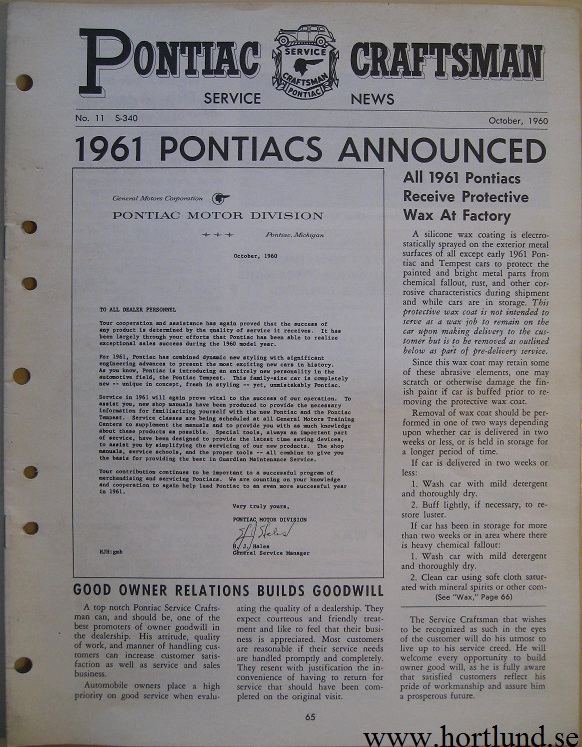 1961 Pontiac Craftsman Service News, October 1960