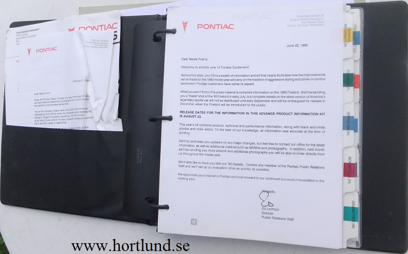 1993 Pontiac Advance Press Information - 2