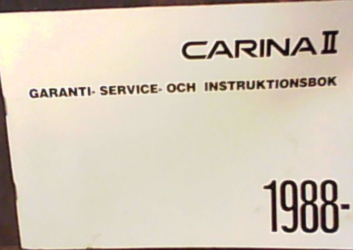 1988 Toyota Carina II Instruktionsbok