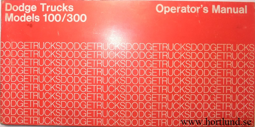 1974 Dodge Truck 100-300 Operator's Manual