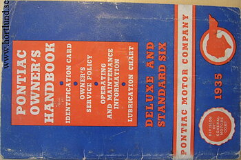 1935 Pontiac DeLuxe and Standard Six Owner's Handbook