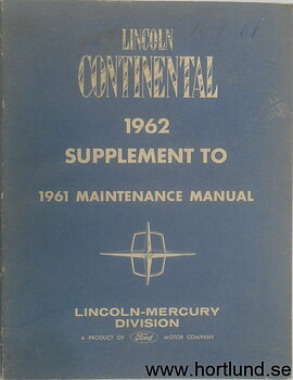 1962 Lincoln Continental Maintenance Manual supplement original