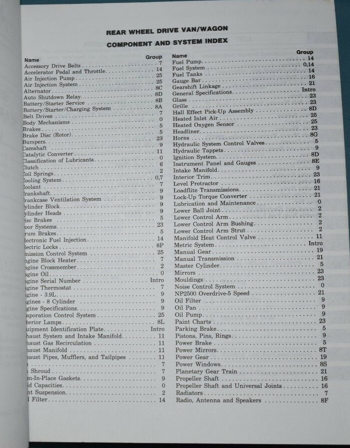 1989 Dodge RWD Van/Wagon Service Manual - 2