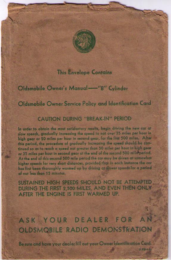 1935 Oldsmobile Owner's Manual 8 cylinder + extra papper - 3