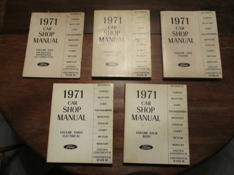 1971 Ford, Cougar, Fairlane, Falcon, Montego, Mustang, Thunderbird, Meteor, Mercury och Lincoln Continental Shop Manual