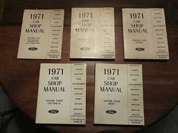 1971 Ford, Cougar, Fairlane, Falcon, Montego, Mustang, Thunderbird, Meteor, Mercury och Lincoln Continental Shop Manual