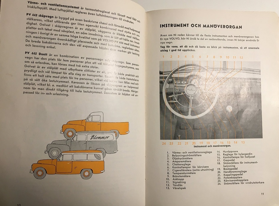 1957 Volvo Duett PV 445  Instruktionsbok - 2