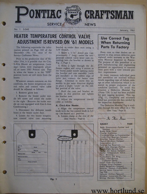 1961 Pontiac Craftsman Service News, January