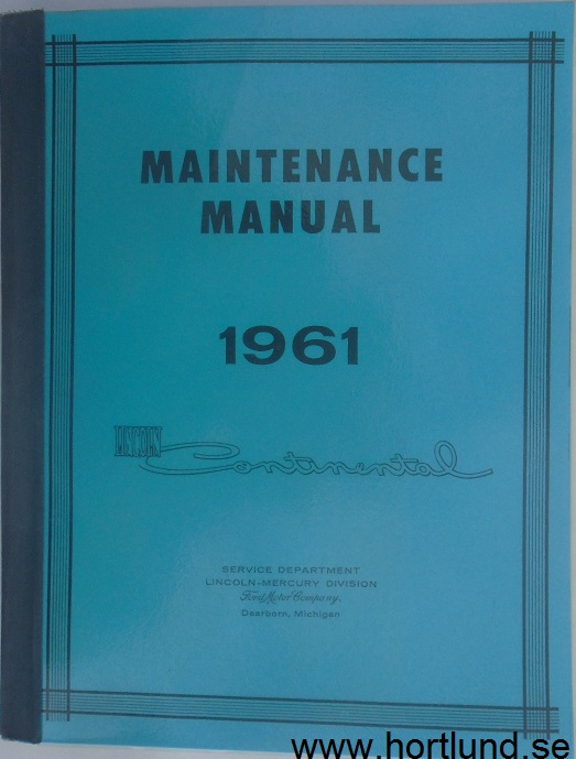 1961 Lincoln Continental Maintenance Manual