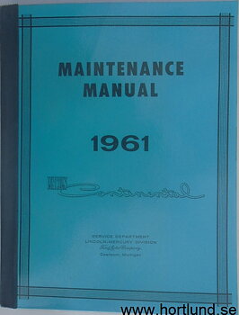 1961 Lincoln Continental Maintenance Manual