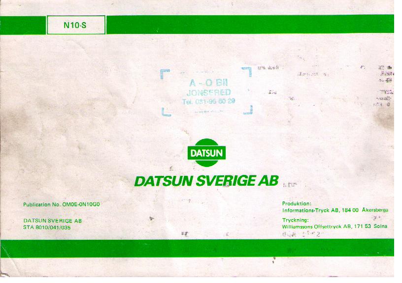 1981 Datsun Cherry Instruktionsbok N10-serien - 2