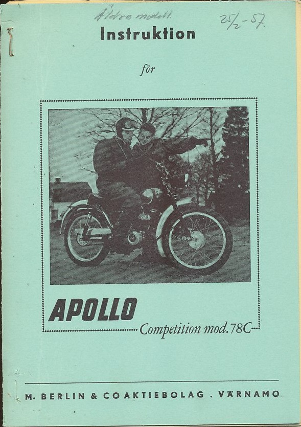1950-tal Apollo Competition 78C Instruktionsbok