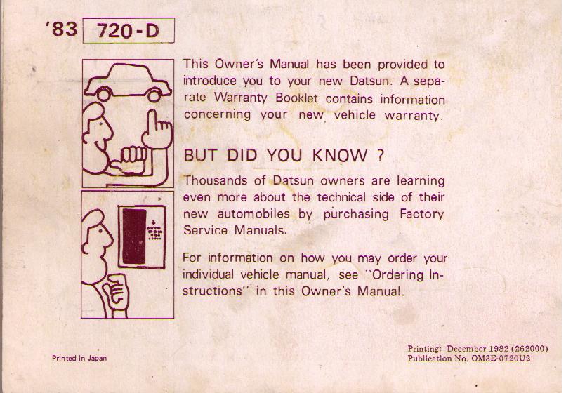 1983 Datsun Nissan Pick-Up Instruktionsbok Owners Manual - 2