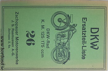 1932 DKW KM 125 175 Reservdelskatalog