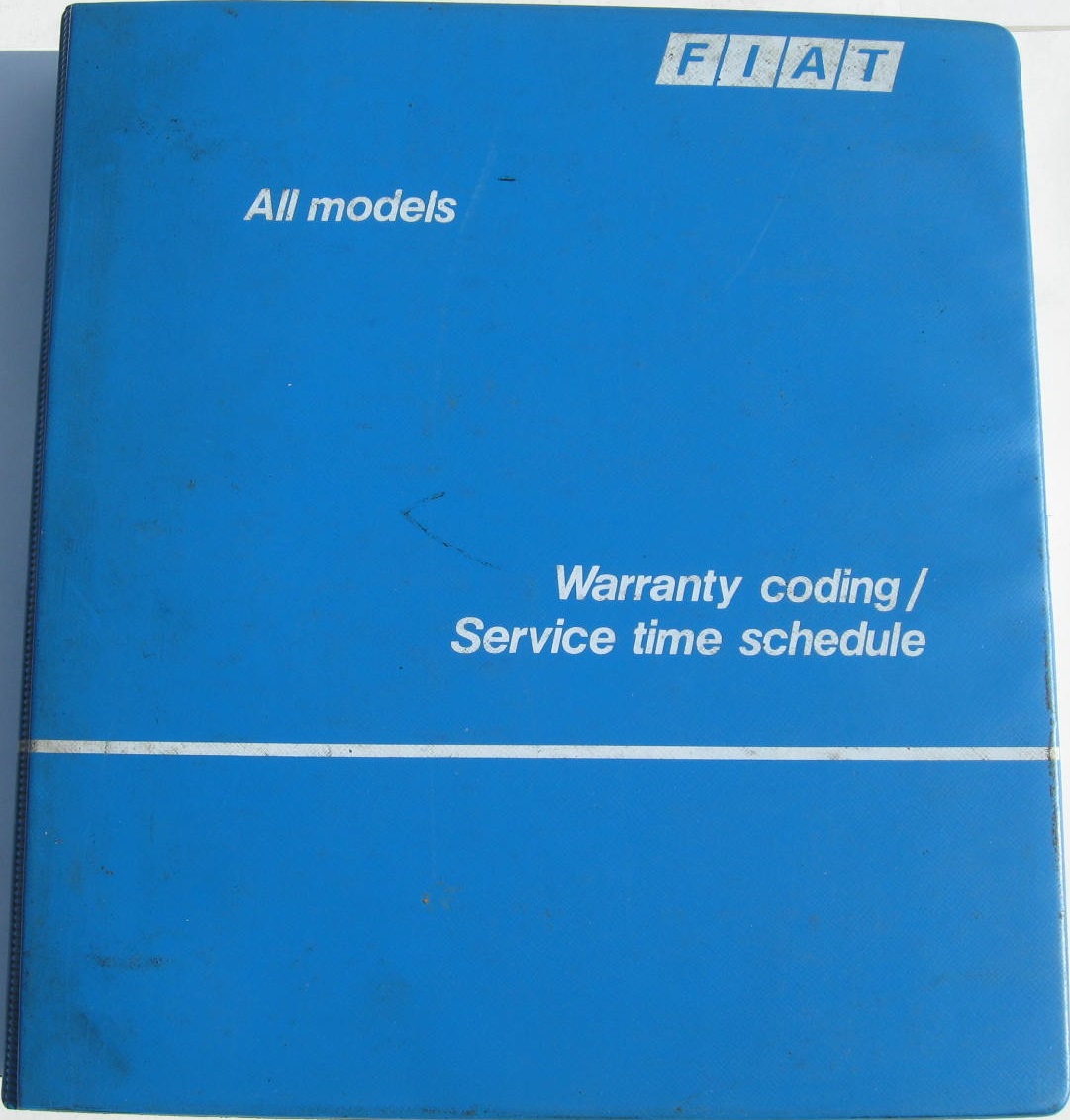 1981 - 1982  Fiat alla modeller Warranty Coding / Service time schedule