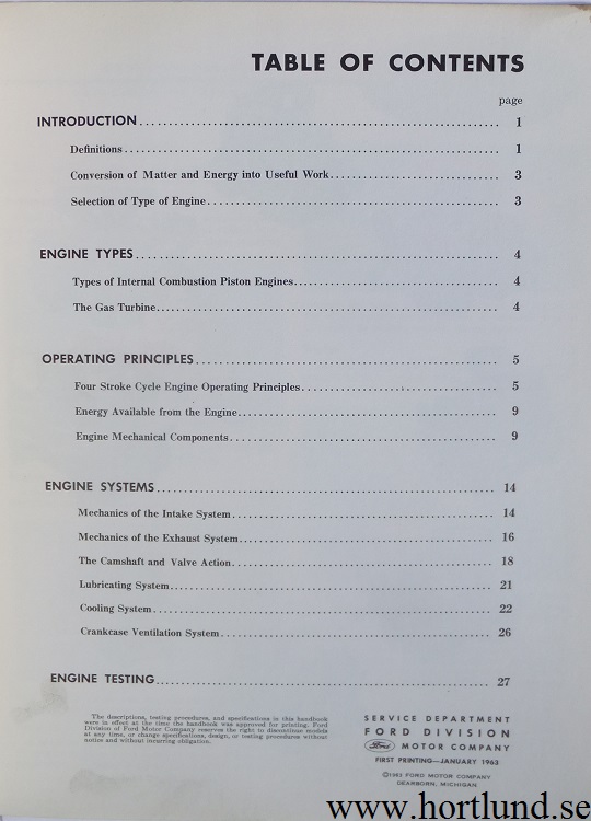 1963 Ford Service Handbook Gasoline Engines - 2