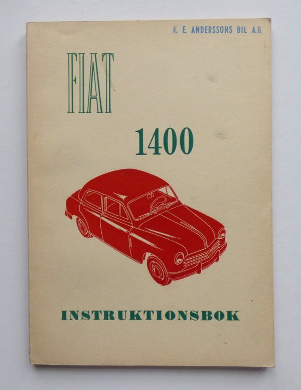 1951 Fiat 1400 Instruktionsbok svensk