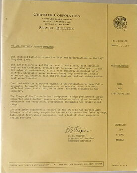 1957 Chrysler 300-C Service Manual