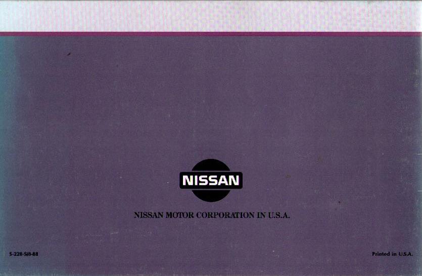 1989 NISSAN Warranty Information - 2
