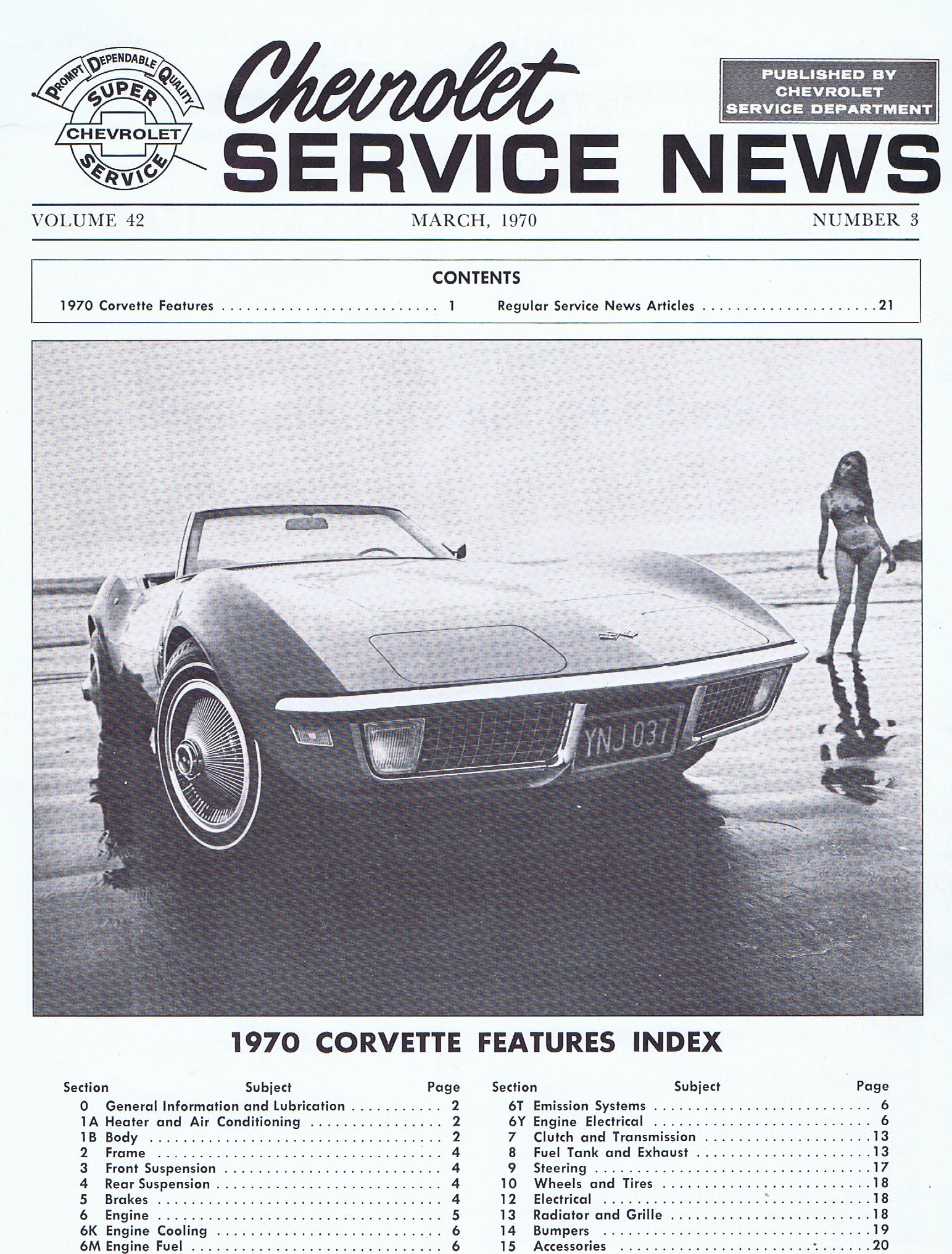 1970 Chevrolet Service News March 1970 Corvette Features