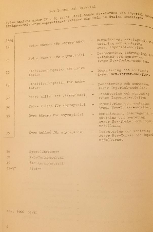 1966 Chrysler Verkstadshandbok framvagn svensk original - 3