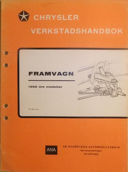 1966 Chrysler Verkstadshandbok framvagn svensk original