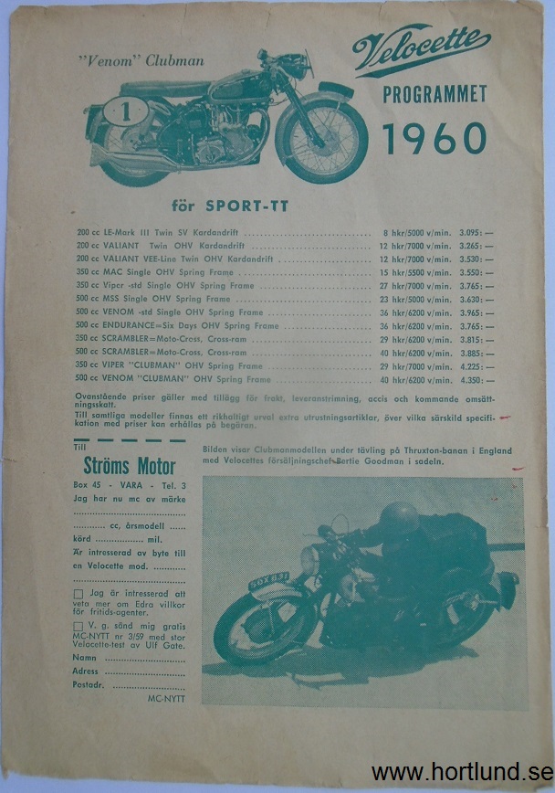 1960 Velocette broschyr