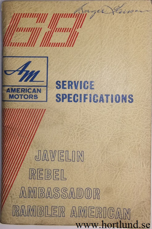 1968 AMC och Rambler Service Specifications