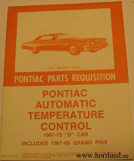 1967 - 1972 Pontiac Parts Requisition ATC B-body & GP