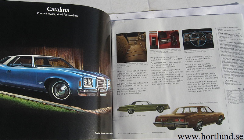 1974 Pontiac alla modeller broschyr stor - 2
