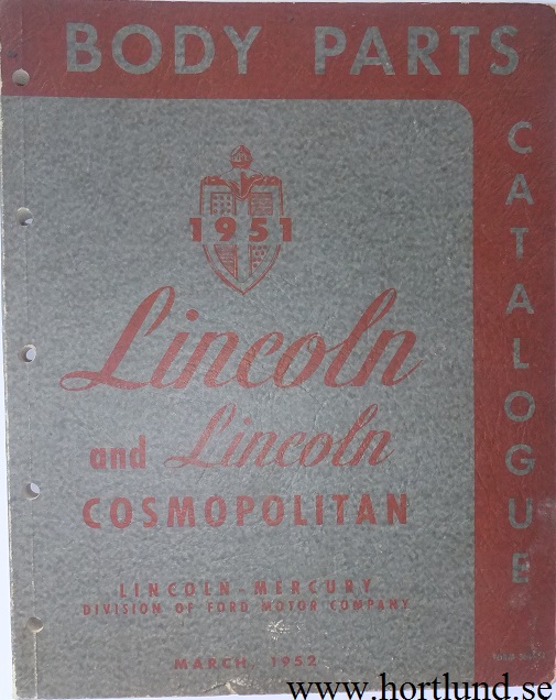 1951 Lincoln Body Parts Catalogue