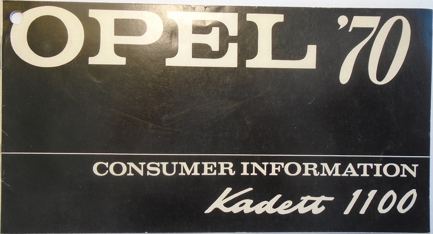1970 Opel Kadett 1100 Consumer Information