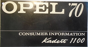 1970 Opel Kadett 1100 Consumer Information