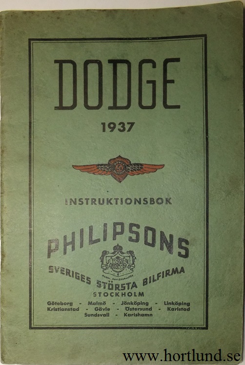 1937 Dodge Instruktionsbok svensk