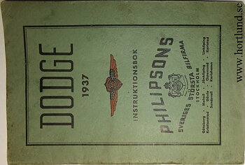 1937 Dodge Instruktionsbok svensk