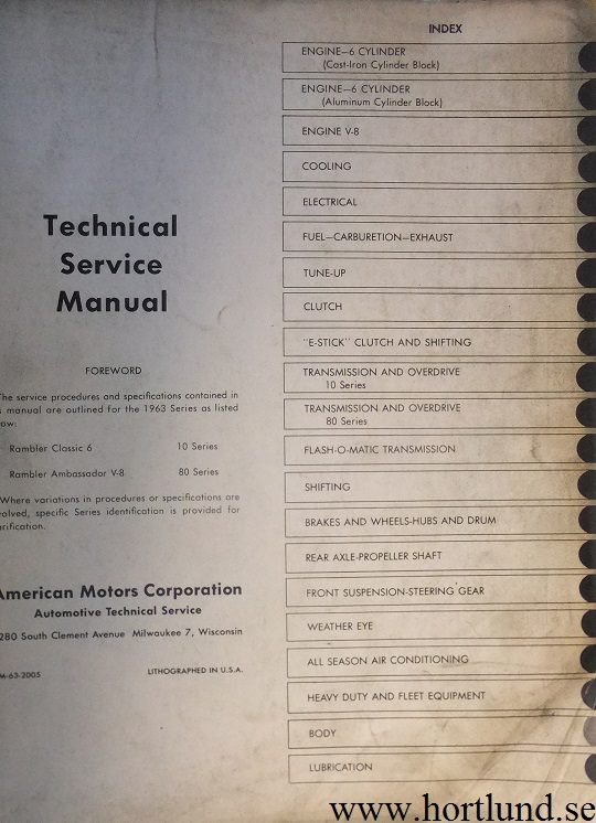 1963 Rambler Classic och Ambassador Technical Service Manual - 2