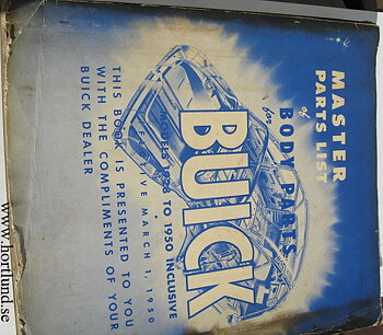 1928 - 1950 Buick Master Parts List of Body Parts