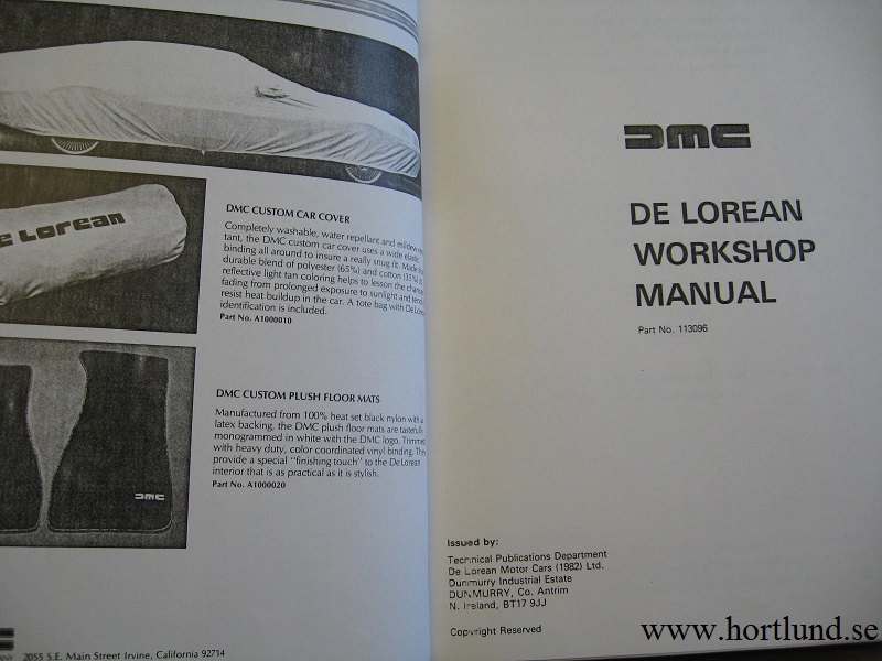1982 De Lorean Workshop Manual