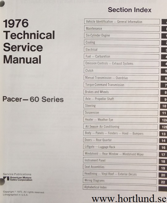 1976 AMC Pacer Technical Service Manual - 2
