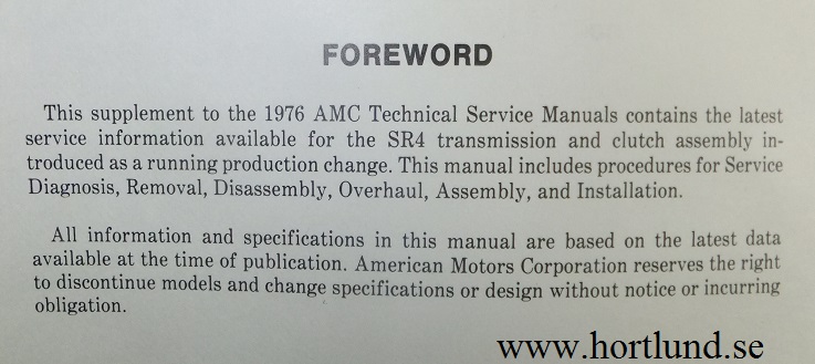 1976 AMC Technical Service Manual Transmission supplement - 2