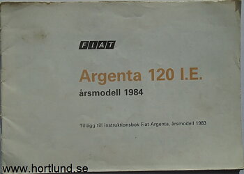 1984 Fiat Argenta 120 I.E. instruktionsbok supplement