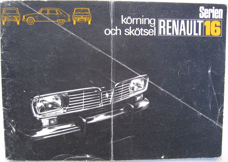 1972 Renault 16 instruktionsbok juli