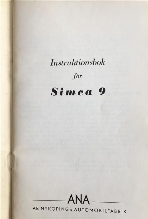 1955 Simca 9 Aronde instruktionsbok svensk - 3