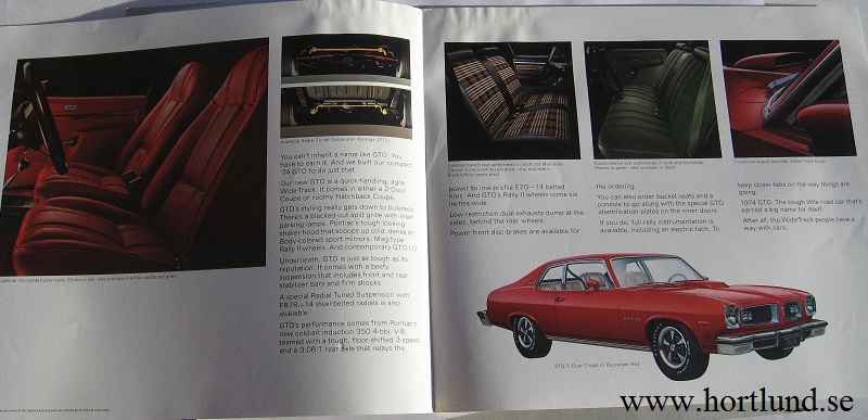 1974 Pontiac GTO broschyr - 2