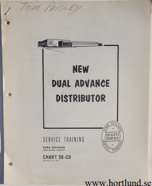 1960 Ford Dual Advance Distributor Service Training