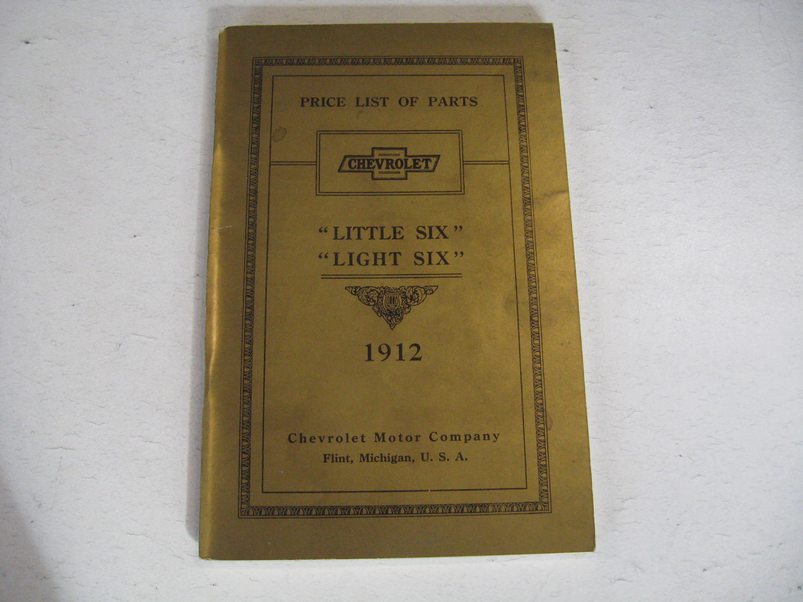 1912 Chevrolet Little Six Light Six Price List of Parts