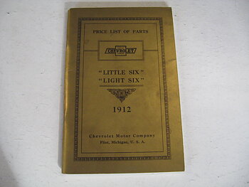 1912 Chevrolet Little Six Light Six Price List of Parts