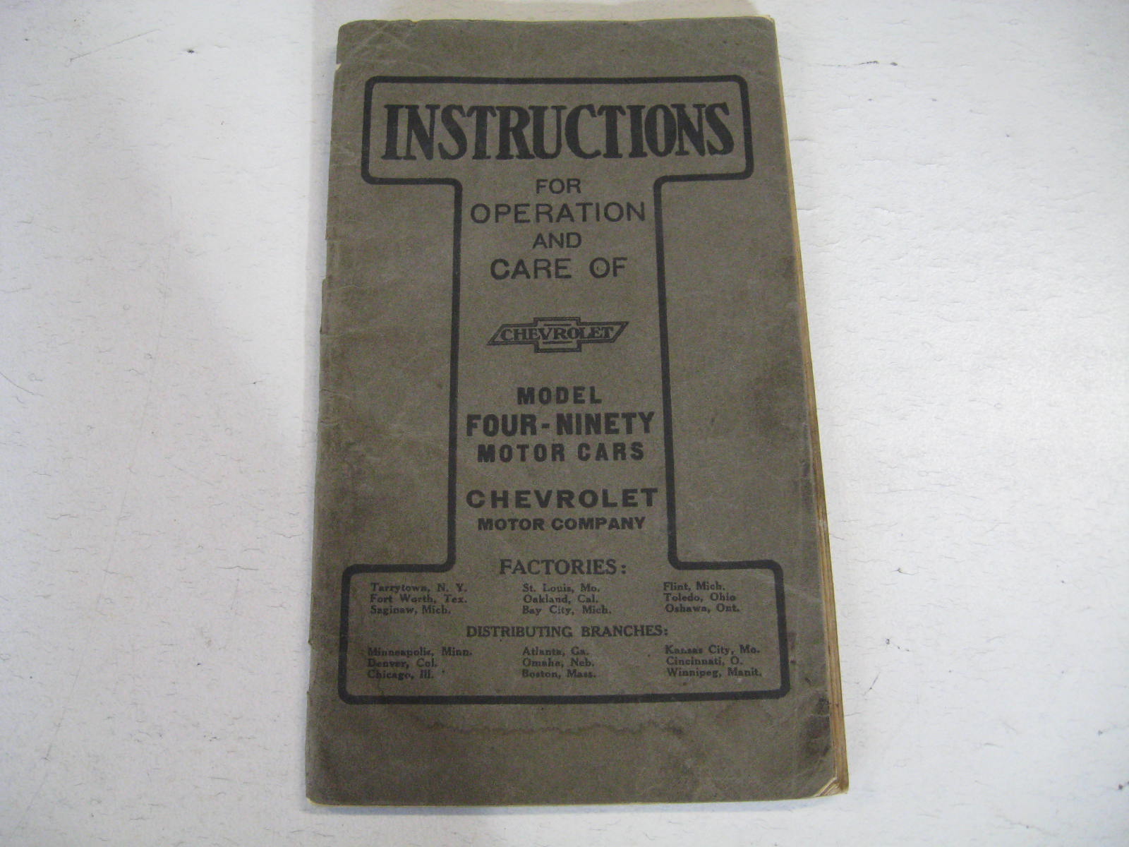 1916 - 1919 Chevrolet Instructions for operation and care of model 490 cars